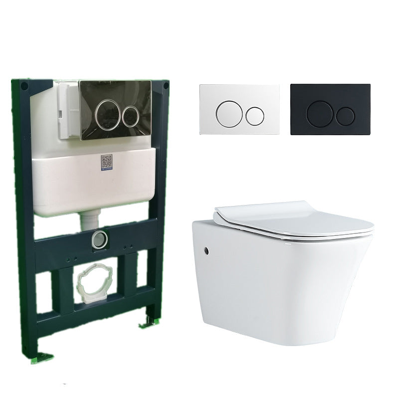 Modern White Flush Toilet Wall Hung Urine Toilet with Seat for Bathroom 14"L x 22"W x 13"H White Toilet with Low Tanker Clearhalo 'Bathroom Remodel & Bathroom Fixtures' 'Home Improvement' 'home_improvement' 'home_improvement_toilets' 'Toilets & Bidets' 'Toilets' 7235857