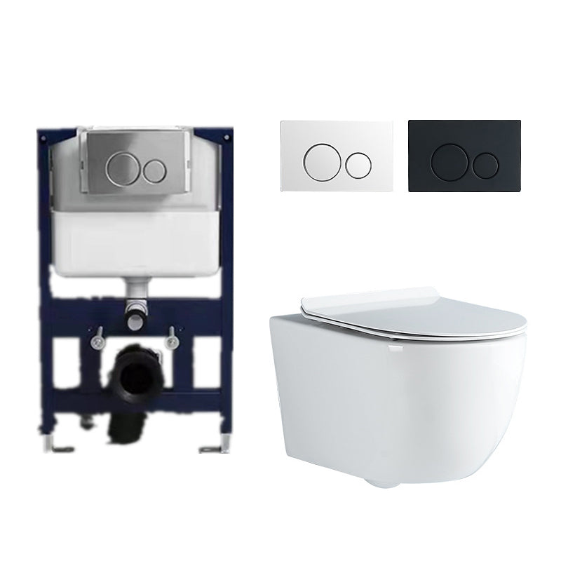Modern White Flush Toilet Wall Hung Urine Toilet with Seat for Bathroom 14"L x 21"W x 14"H White Toilet with Low Tanker Clearhalo 'Bathroom Remodel & Bathroom Fixtures' 'Home Improvement' 'home_improvement' 'home_improvement_toilets' 'Toilets & Bidets' 'Toilets' 7235864