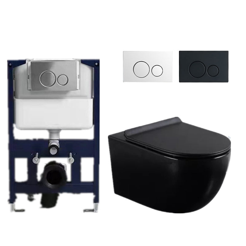 Modern White Flush Toilet Wall Hung Urine Toilet with Seat for Bathroom 14"L x 21"W x 14"H Black Toilet with Low Tanker Clearhalo 'Bathroom Remodel & Bathroom Fixtures' 'Home Improvement' 'home_improvement' 'home_improvement_toilets' 'Toilets & Bidets' 'Toilets' 7235875