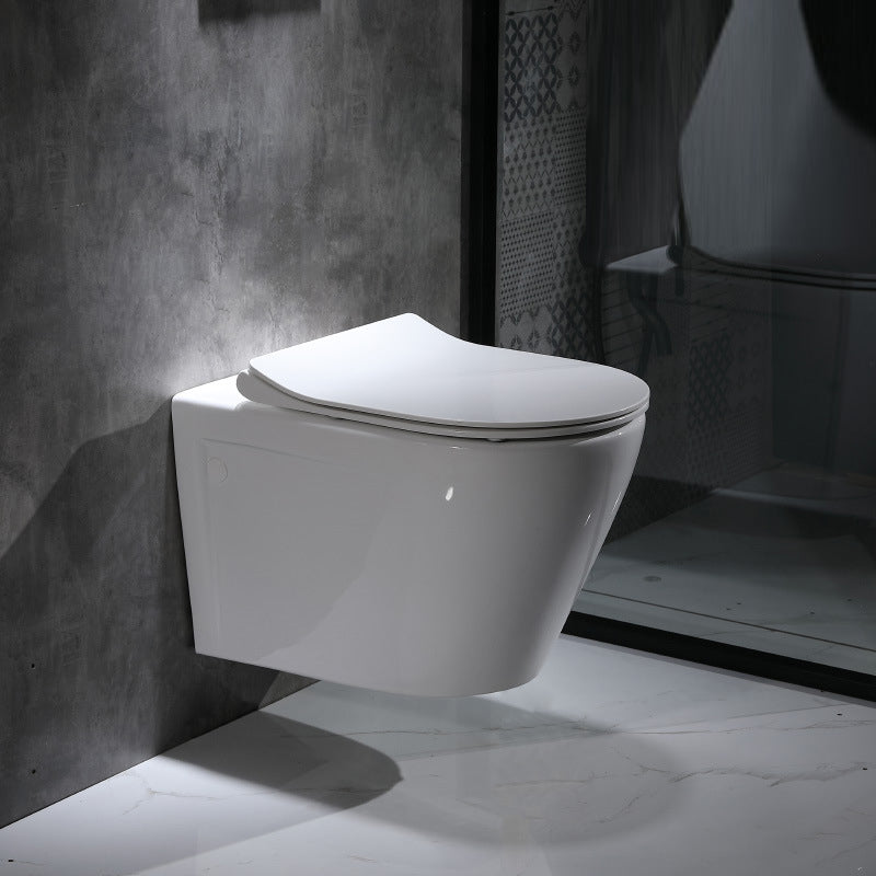 Modern Wall Mount Flush Toilet White Urine Toilet with Seat for Bathroom 15"L x 22"W x 14"H Bright White Toilet Only Clearhalo 'Bathroom Remodel & Bathroom Fixtures' 'Home Improvement' 'home_improvement' 'home_improvement_toilets' 'Toilets & Bidets' 'Toilets' 7235890