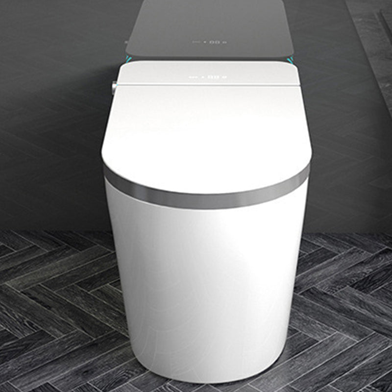 Modern Flush Toilet Floor Mounted Siphon Jet All-In-One Urine Toilet White Gray Foot Touch Flush (Standard Configuration) Clearhalo 'Bathroom Remodel & Bathroom Fixtures' 'Home Improvement' 'home_improvement' 'home_improvement_toilets' 'Toilets & Bidets' 'Toilets' 7235910