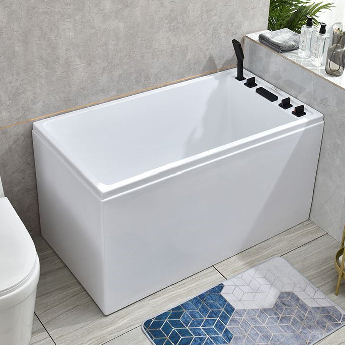 Back to Wall Antique Finish Bath Soaking Rectangular Modern Tub Right Tub with Black 5-Piece Set Clearhalo 'Bathroom Remodel & Bathroom Fixtures' 'Bathtubs' 'Home Improvement' 'home_improvement' 'home_improvement_bathtubs' 'Showers & Bathtubs' 7236020
