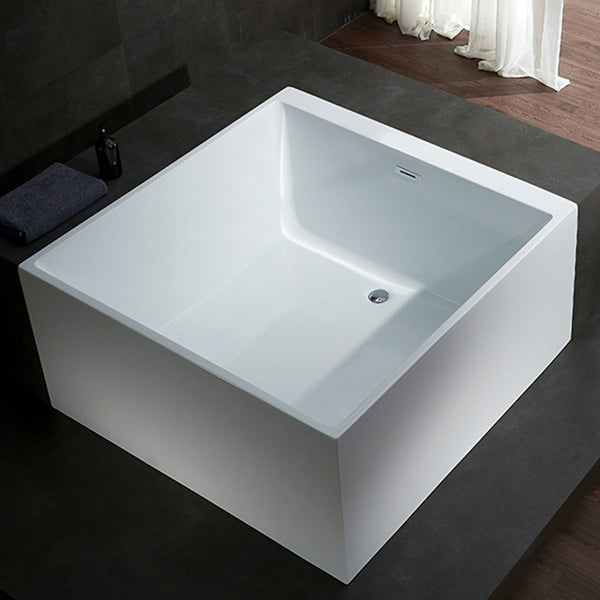 Modern Square Bath Stand Alone Acrylic Soaking White Bathtub Ivory Tub Clearhalo 'Bathroom Remodel & Bathroom Fixtures' 'Bathtubs' 'Home Improvement' 'home_improvement' 'home_improvement_bathtubs' 'Showers & Bathtubs' 7236040