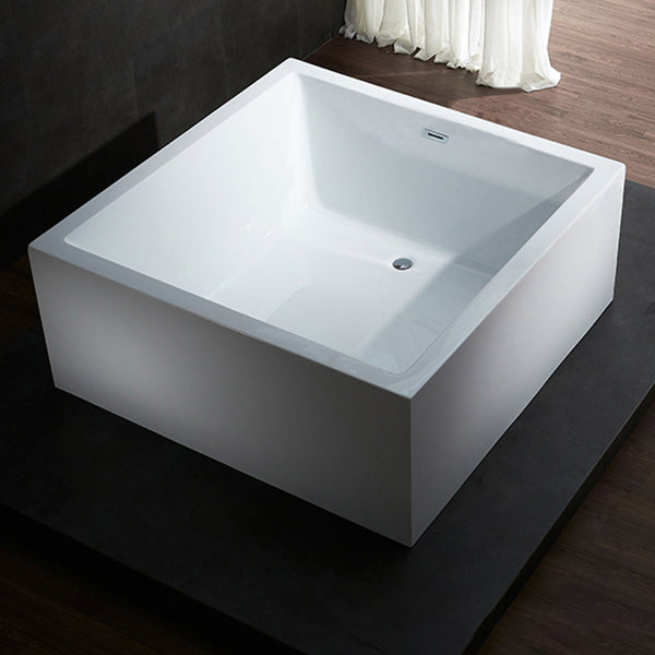 Modern Square Bath Stand Alone Acrylic Soaking White Bathtub Textured White Tub Clearhalo 'Bathroom Remodel & Bathroom Fixtures' 'Bathtubs' 'Home Improvement' 'home_improvement' 'home_improvement_bathtubs' 'Showers & Bathtubs' 7236043