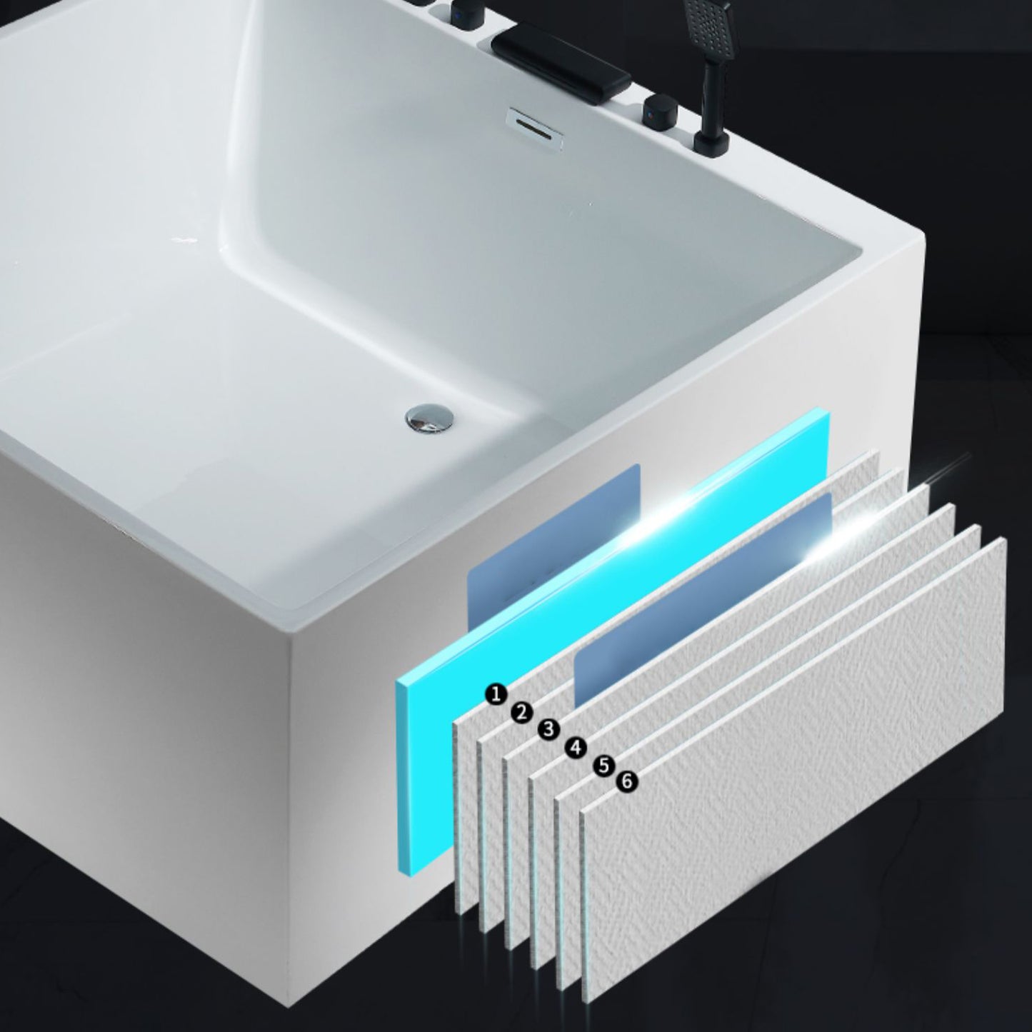 Modern Square Bath Stand Alone Acrylic Soaking White Bathtub Clearhalo 'Bathroom Remodel & Bathroom Fixtures' 'Bathtubs' 'Home Improvement' 'home_improvement' 'home_improvement_bathtubs' 'Showers & Bathtubs' 7236048