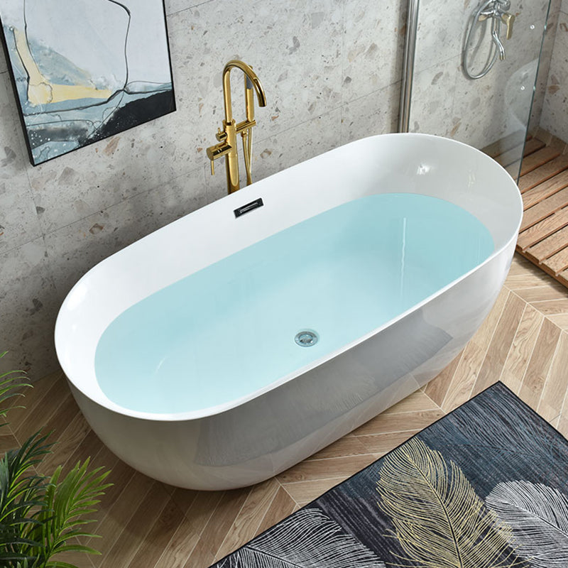 Antique Finish Stand Alone Bathtub Soaking Modern Oval Bath Tub Gold Tub with Freestanding Tub Fillers Clearhalo 'Bathroom Remodel & Bathroom Fixtures' 'Bathtubs' 'Home Improvement' 'home_improvement' 'home_improvement_bathtubs' 'Showers & Bathtubs' 7236073