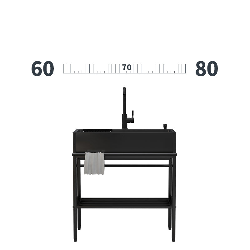 Modern Style Kitchen Sink All-in-one Black Kitchen Sink with Drain Assembly Clearhalo 'Home Improvement' 'home_improvement' 'home_improvement_kitchen_sinks' 'Kitchen Remodel & Kitchen Fixtures' 'Kitchen Sinks & Faucet Components' 'Kitchen Sinks' 'kitchen_sinks' 7237083