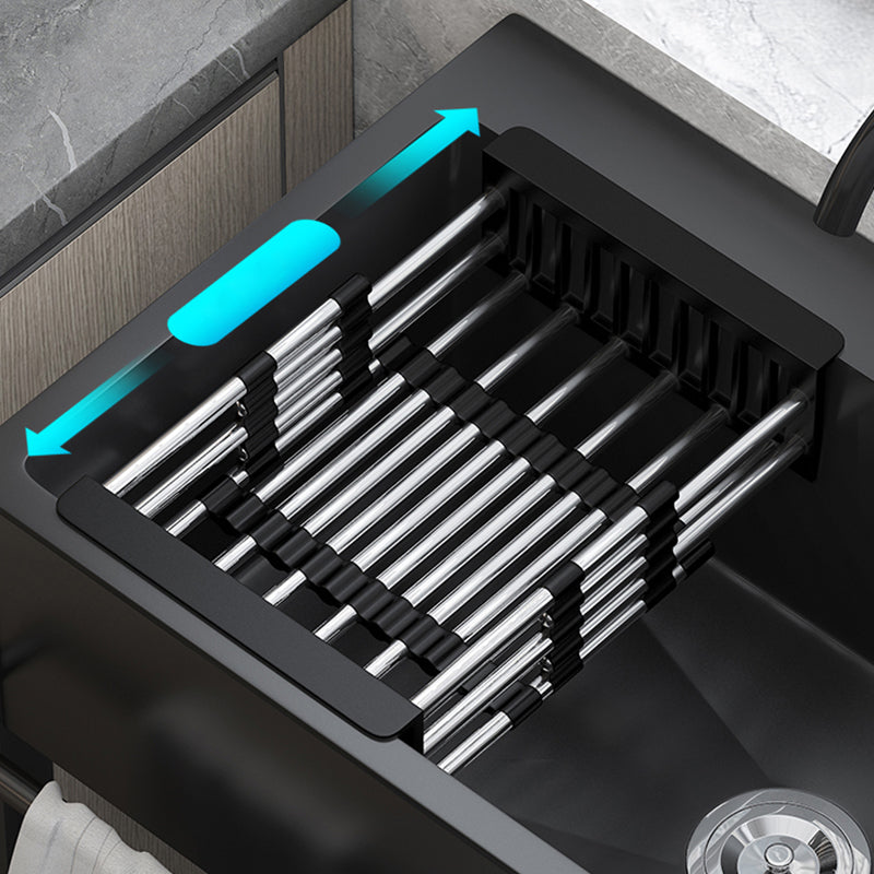 Modern Style Kitchen Sink All-in-one Black Kitchen Sink with Drain Assembly Clearhalo 'Home Improvement' 'home_improvement' 'home_improvement_kitchen_sinks' 'Kitchen Remodel & Kitchen Fixtures' 'Kitchen Sinks & Faucet Components' 'Kitchen Sinks' 'kitchen_sinks' 7237088