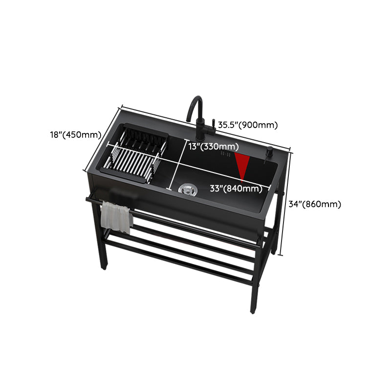 Modern Style Kitchen Sink All-in-one Black Kitchen Sink with Drain Assembly Clearhalo 'Home Improvement' 'home_improvement' 'home_improvement_kitchen_sinks' 'Kitchen Remodel & Kitchen Fixtures' 'Kitchen Sinks & Faucet Components' 'Kitchen Sinks' 'kitchen_sinks' 7237108