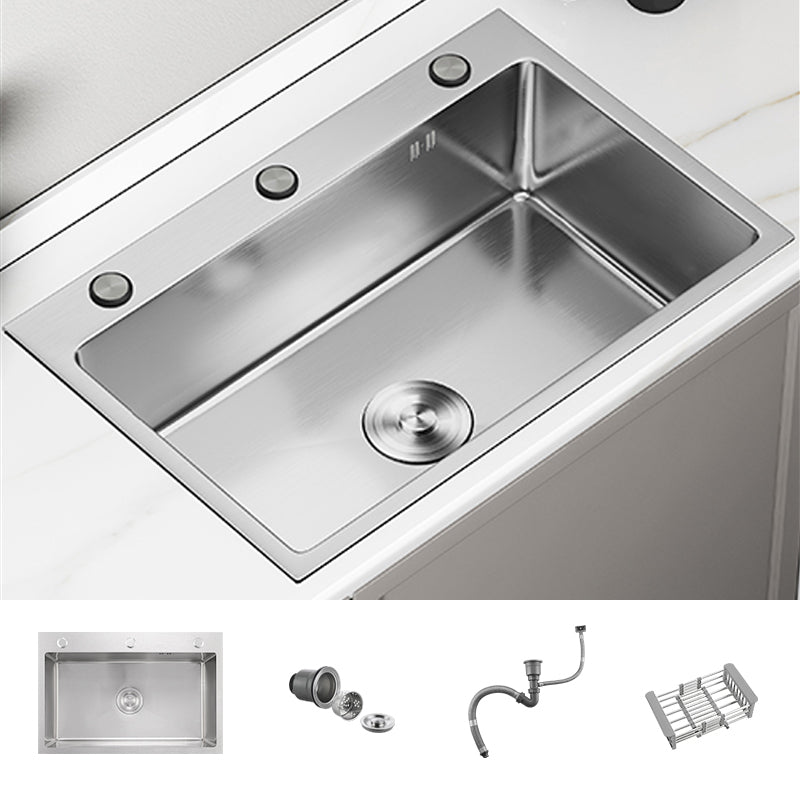 Modern Kitchen Sink Stainless Rectangular Kitchen Sink with Pull-out Faucet Sink Only None Clearhalo 'Home Improvement' 'home_improvement' 'home_improvement_kitchen_sinks' 'Kitchen Remodel & Kitchen Fixtures' 'Kitchen Sinks & Faucet Components' 'Kitchen Sinks' 'kitchen_sinks' 7237110