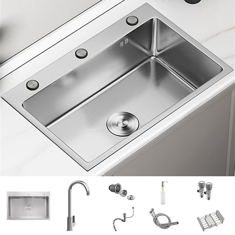 Modern Kitchen Sink Stainless Rectangular Kitchen Sink with Pull-out Faucet Sink with Faucet Round Faucet Clearhalo 'Home Improvement' 'home_improvement' 'home_improvement_kitchen_sinks' 'Kitchen Remodel & Kitchen Fixtures' 'Kitchen Sinks & Faucet Components' 'Kitchen Sinks' 'kitchen_sinks' 7237111