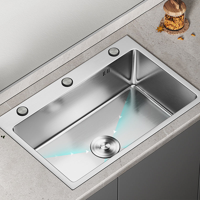 Modern Kitchen Sink Stainless Rectangular Kitchen Sink with Pull-out Faucet Clearhalo 'Home Improvement' 'home_improvement' 'home_improvement_kitchen_sinks' 'Kitchen Remodel & Kitchen Fixtures' 'Kitchen Sinks & Faucet Components' 'Kitchen Sinks' 'kitchen_sinks' 7237112