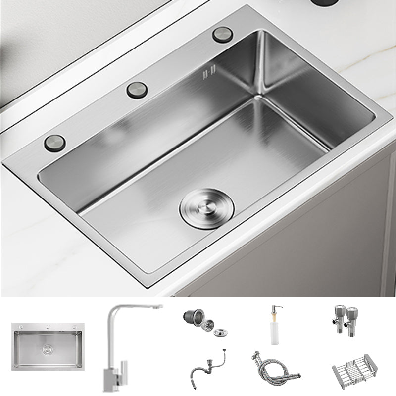 Modern Kitchen Sink Stainless Rectangular Kitchen Sink with Pull-out Faucet Sink with Faucet Square Faucet Clearhalo 'Home Improvement' 'home_improvement' 'home_improvement_kitchen_sinks' 'Kitchen Remodel & Kitchen Fixtures' 'Kitchen Sinks & Faucet Components' 'Kitchen Sinks' 'kitchen_sinks' 7237115