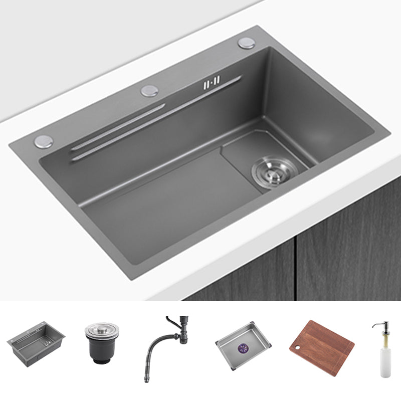 Modern Kitchen Sink Stainless Rectangular Faucet Kitchen Sink Sink Only None Clearhalo 'Home Improvement' 'home_improvement' 'home_improvement_kitchen_sinks' 'Kitchen Remodel & Kitchen Fixtures' 'Kitchen Sinks & Faucet Components' 'Kitchen Sinks' 'kitchen_sinks' 7237130