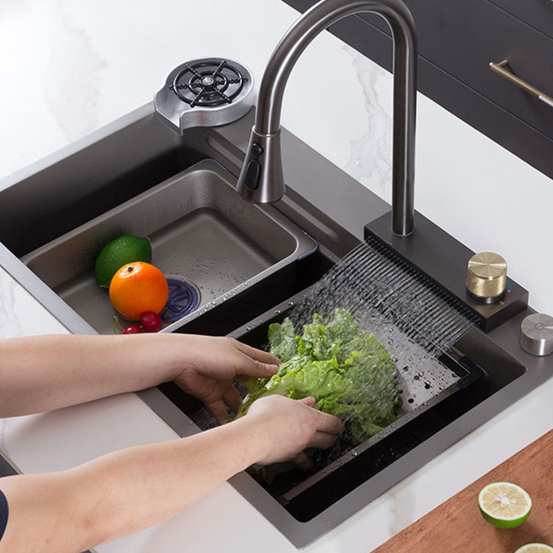 Modern Kitchen Sink Stainless Rectangular Faucet Kitchen Sink Clearhalo 'Home Improvement' 'home_improvement' 'home_improvement_kitchen_sinks' 'Kitchen Remodel & Kitchen Fixtures' 'Kitchen Sinks & Faucet Components' 'Kitchen Sinks' 'kitchen_sinks' 7237131