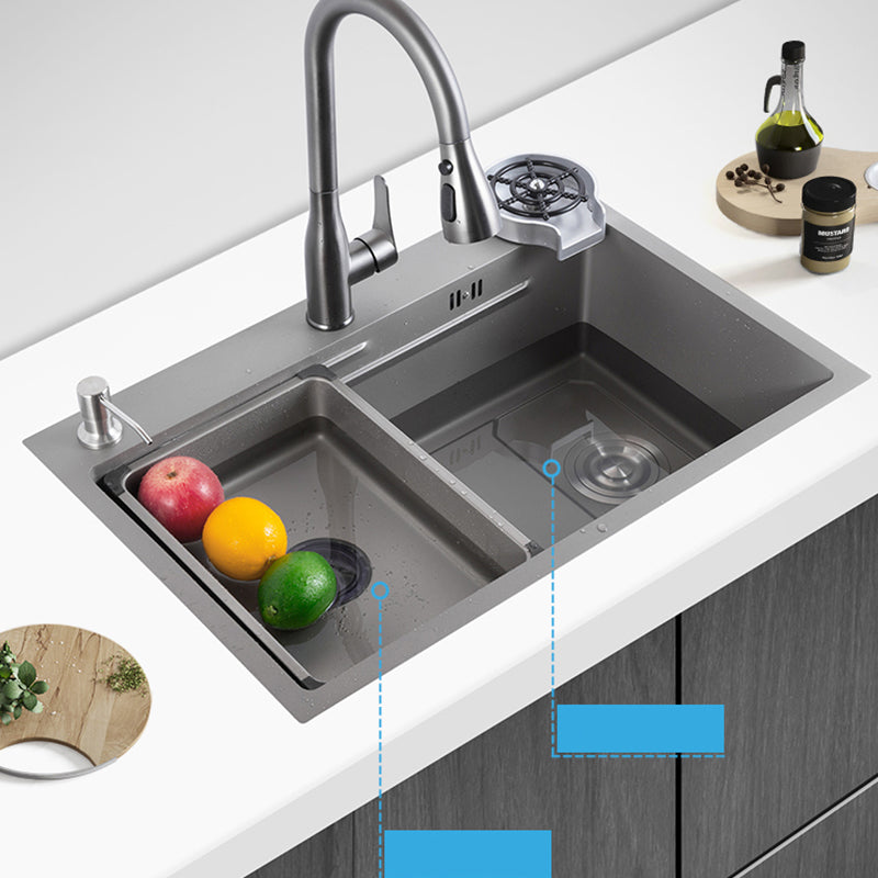 Modern Kitchen Sink Stainless Rectangular Faucet Kitchen Sink Clearhalo 'Home Improvement' 'home_improvement' 'home_improvement_kitchen_sinks' 'Kitchen Remodel & Kitchen Fixtures' 'Kitchen Sinks & Faucet Components' 'Kitchen Sinks' 'kitchen_sinks' 7237140