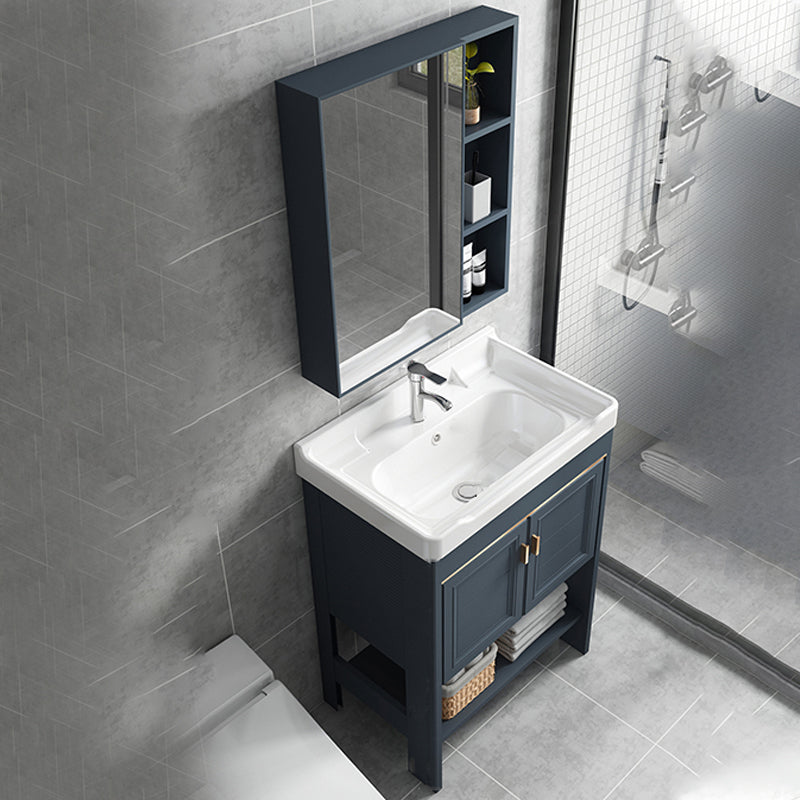 Glam Bathroom Vanity Set Freestanding Faucet Included Bathroom Sink Vanity Vanity & Faucet & Mirror Cabinet 24"L x 16"W x 30"H Clearhalo 'Bathroom Remodel & Bathroom Fixtures' 'Bathroom Vanities' 'bathroom_vanities' 'Home Improvement' 'home_improvement' 'home_improvement_bathroom_vanities' 7237302