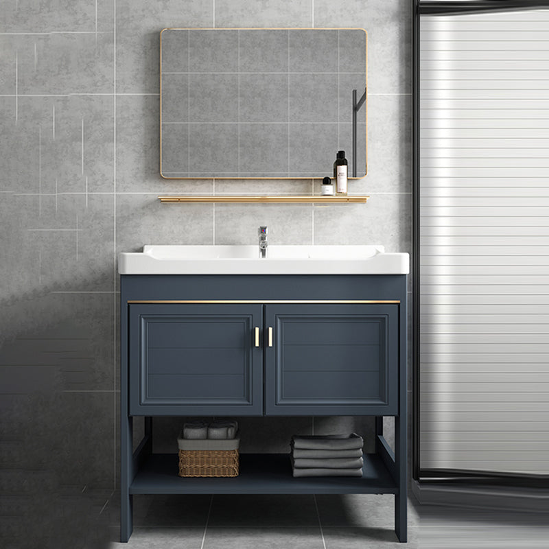 Glam Bathroom Vanity Set Freestanding Faucet Included Bathroom Sink Vanity Vanity & Faucet & Mirrors 28"L x 19"W x 30"H Clearhalo 'Bathroom Remodel & Bathroom Fixtures' 'Bathroom Vanities' 'bathroom_vanities' 'Home Improvement' 'home_improvement' 'home_improvement_bathroom_vanities' 7237306