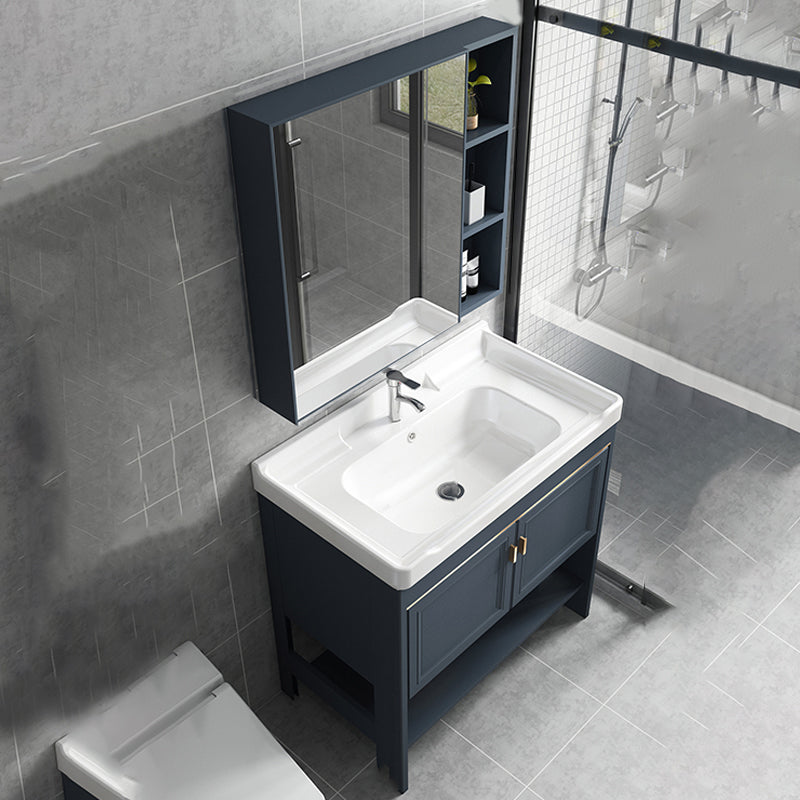 Glam Bathroom Vanity Set Freestanding Faucet Included Bathroom Sink Vanity Vanity & Faucet & Mirror Cabinet 28"L x 19"W x 30"H Clearhalo 'Bathroom Remodel & Bathroom Fixtures' 'Bathroom Vanities' 'bathroom_vanities' 'Home Improvement' 'home_improvement' 'home_improvement_bathroom_vanities' 7237312