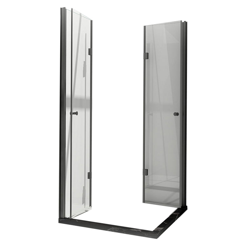 Black Folding Tempered Glass Shower Enclosure Transparent Shower Kit Clearhalo 'Bathroom Remodel & Bathroom Fixtures' 'Home Improvement' 'home_improvement' 'home_improvement_shower_stalls_enclosures' 'Shower Stalls & Enclosures' 'shower_stalls_enclosures' 'Showers & Bathtubs' 7237340