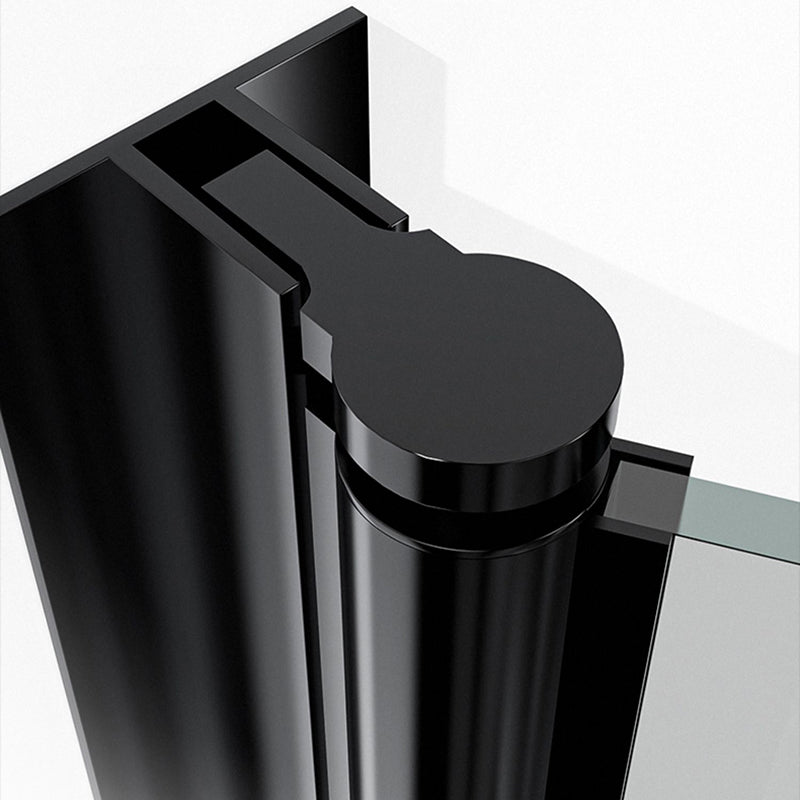 Black Folding Tempered Glass Shower Enclosure Transparent Shower Kit Clearhalo 'Bathroom Remodel & Bathroom Fixtures' 'Home Improvement' 'home_improvement' 'home_improvement_shower_stalls_enclosures' 'Shower Stalls & Enclosures' 'shower_stalls_enclosures' 'Showers & Bathtubs' 7237343