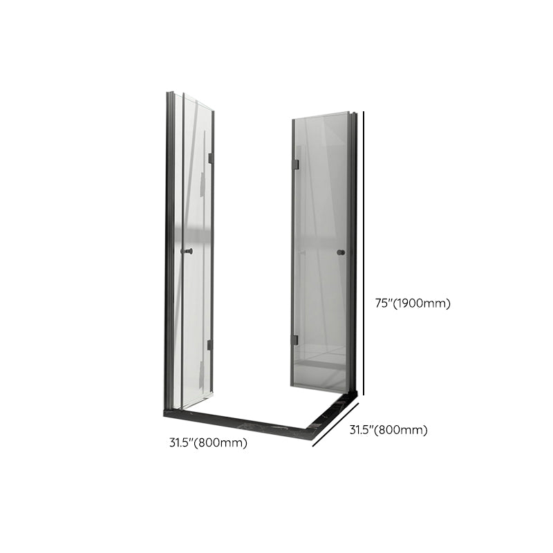 Black Folding Tempered Glass Shower Enclosure Transparent Shower Kit Clearhalo 'Bathroom Remodel & Bathroom Fixtures' 'Home Improvement' 'home_improvement' 'home_improvement_shower_stalls_enclosures' 'Shower Stalls & Enclosures' 'shower_stalls_enclosures' 'Showers & Bathtubs' 7237347