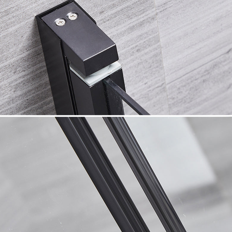 Square Black Frame Folding Shower Enclosure with Double Door Handles Clearhalo 'Bathroom Remodel & Bathroom Fixtures' 'Home Improvement' 'home_improvement' 'home_improvement_shower_stalls_enclosures' 'Shower Stalls & Enclosures' 'shower_stalls_enclosures' 'Showers & Bathtubs' 7237359