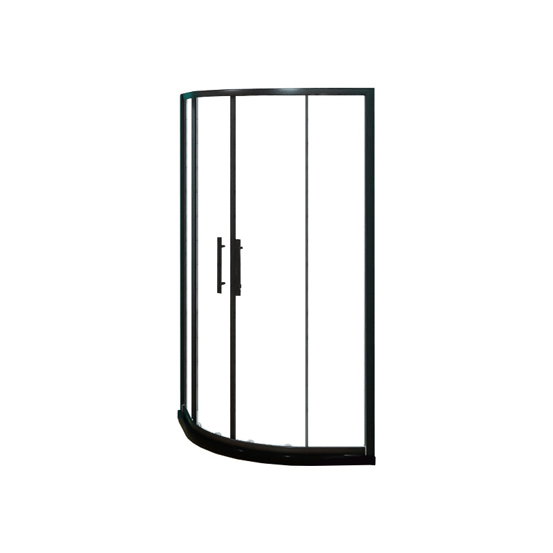 Silver and Black Shower Enclosure Clear Tempered Glass Shower Stall 35"L x 35"W x 75"H Black Clearhalo 'Bathroom Remodel & Bathroom Fixtures' 'Home Improvement' 'home_improvement' 'home_improvement_shower_stalls_enclosures' 'Shower Stalls & Enclosures' 'shower_stalls_enclosures' 'Showers & Bathtubs' 7237366