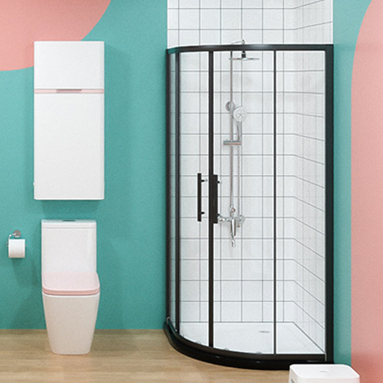 Silver and Black Shower Enclosure Clear Tempered Glass Shower Stall Clearhalo 'Bathroom Remodel & Bathroom Fixtures' 'Home Improvement' 'home_improvement' 'home_improvement_shower_stalls_enclosures' 'Shower Stalls & Enclosures' 'shower_stalls_enclosures' 'Showers & Bathtubs' 7237367