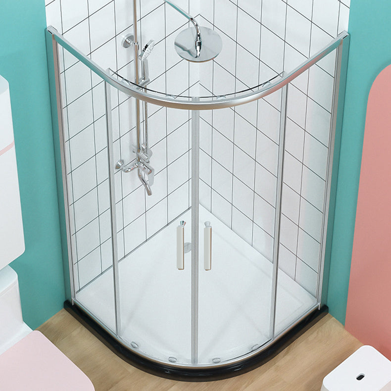 Silver and Black Shower Enclosure Clear Tempered Glass Shower Stall Clearhalo 'Bathroom Remodel & Bathroom Fixtures' 'Home Improvement' 'home_improvement' 'home_improvement_shower_stalls_enclosures' 'Shower Stalls & Enclosures' 'shower_stalls_enclosures' 'Showers & Bathtubs' 7237370