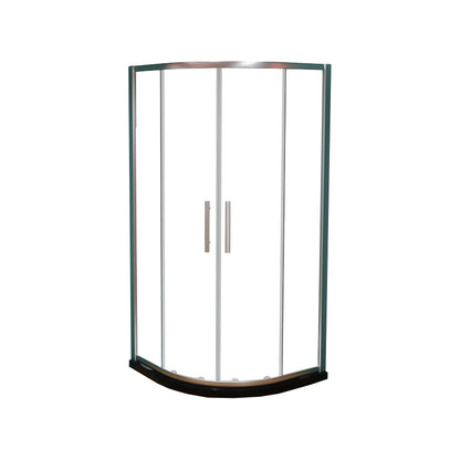 Silver and Black Shower Enclosure Clear Tempered Glass Shower Stall 35"L x 35"W x 75"H Silver Clearhalo 'Bathroom Remodel & Bathroom Fixtures' 'Home Improvement' 'home_improvement' 'home_improvement_shower_stalls_enclosures' 'Shower Stalls & Enclosures' 'shower_stalls_enclosures' 'Showers & Bathtubs' 7237385