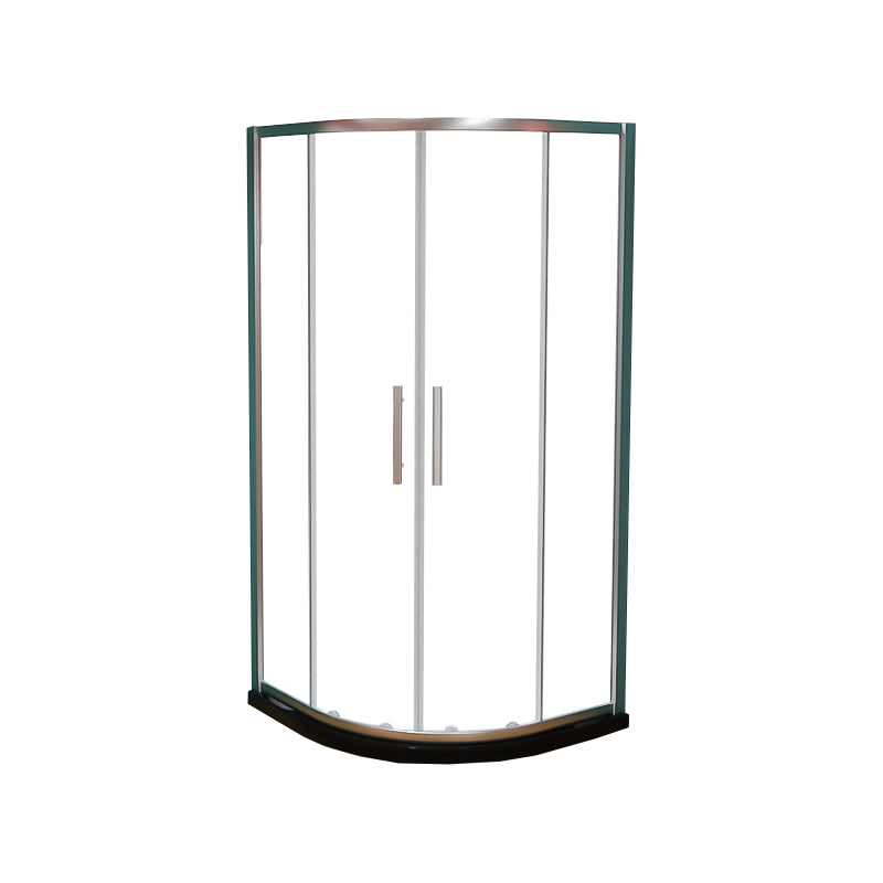 Silver and Black Shower Enclosure Clear Tempered Glass Shower Stall 39.4"L x 39.4"W x 74.8"H Silver Clearhalo 'Bathroom Remodel & Bathroom Fixtures' 'Home Improvement' 'home_improvement' 'home_improvement_shower_stalls_enclosures' 'Shower Stalls & Enclosures' 'shower_stalls_enclosures' 'Showers & Bathtubs' 7237387