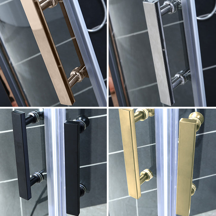 Neo-round Stainless Steel Shower Enclosure with Double Door Handles Clearhalo 'Bathroom Remodel & Bathroom Fixtures' 'Home Improvement' 'home_improvement' 'home_improvement_shower_stalls_enclosures' 'Shower Stalls & Enclosures' 'shower_stalls_enclosures' 'Showers & Bathtubs' 7237417