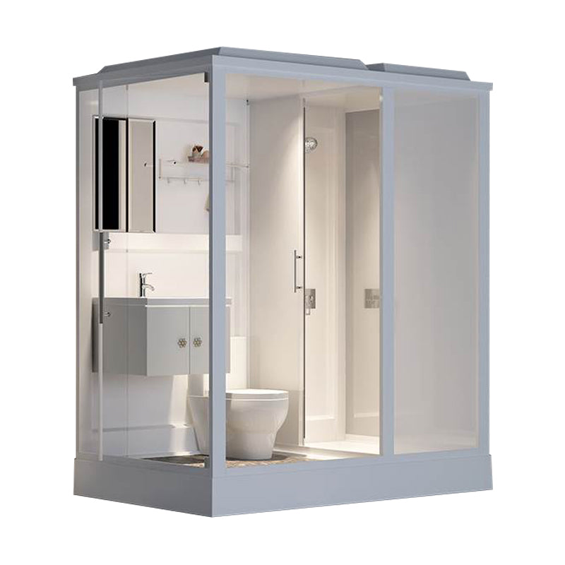 White Shower Stall Framed Single Sliding Rectangle Shower Kit 74.8"L x 47.2"W x 88.6"H Right Left Opening Clearhalo 'Bathroom Remodel & Bathroom Fixtures' 'Home Improvement' 'home_improvement' 'home_improvement_shower_stalls_enclosures' 'Shower Stalls & Enclosures' 'shower_stalls_enclosures' 'Showers & Bathtubs' 7237434