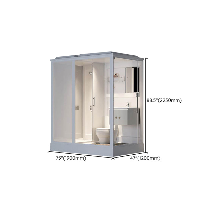 White Shower Stall Framed Single Sliding Rectangle Shower Kit Clearhalo 'Bathroom Remodel & Bathroom Fixtures' 'Home Improvement' 'home_improvement' 'home_improvement_shower_stalls_enclosures' 'Shower Stalls & Enclosures' 'shower_stalls_enclosures' 'Showers & Bathtubs' 7237448