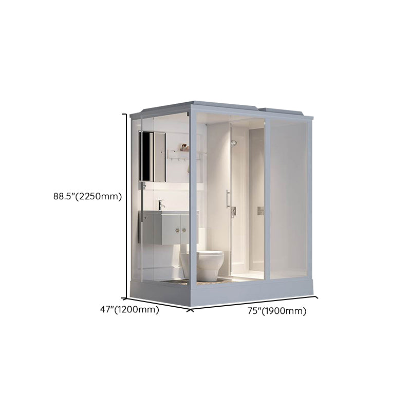 White Shower Stall Framed Single Sliding Rectangle Shower Kit Clearhalo 'Bathroom Remodel & Bathroom Fixtures' 'Home Improvement' 'home_improvement' 'home_improvement_shower_stalls_enclosures' 'Shower Stalls & Enclosures' 'shower_stalls_enclosures' 'Showers & Bathtubs' 7237450