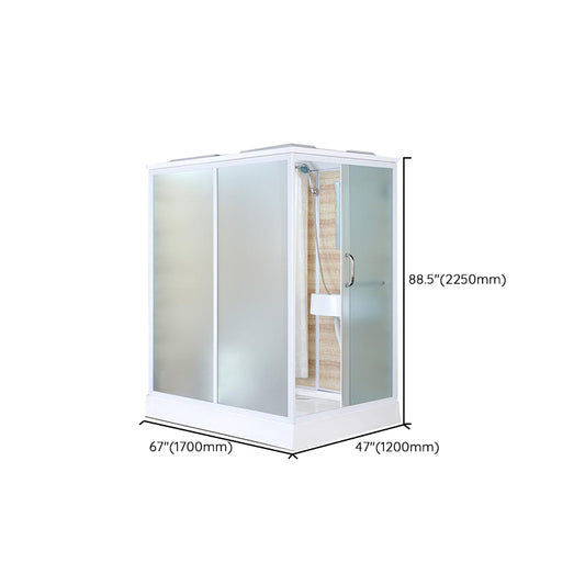 White Shower Stall Framed Single Sliding Rectangle Shower Kit Clearhalo 'Bathroom Remodel & Bathroom Fixtures' 'Home Improvement' 'home_improvement' 'home_improvement_shower_stalls_enclosures' 'Shower Stalls & Enclosures' 'shower_stalls_enclosures' 'Showers & Bathtubs' 7237455