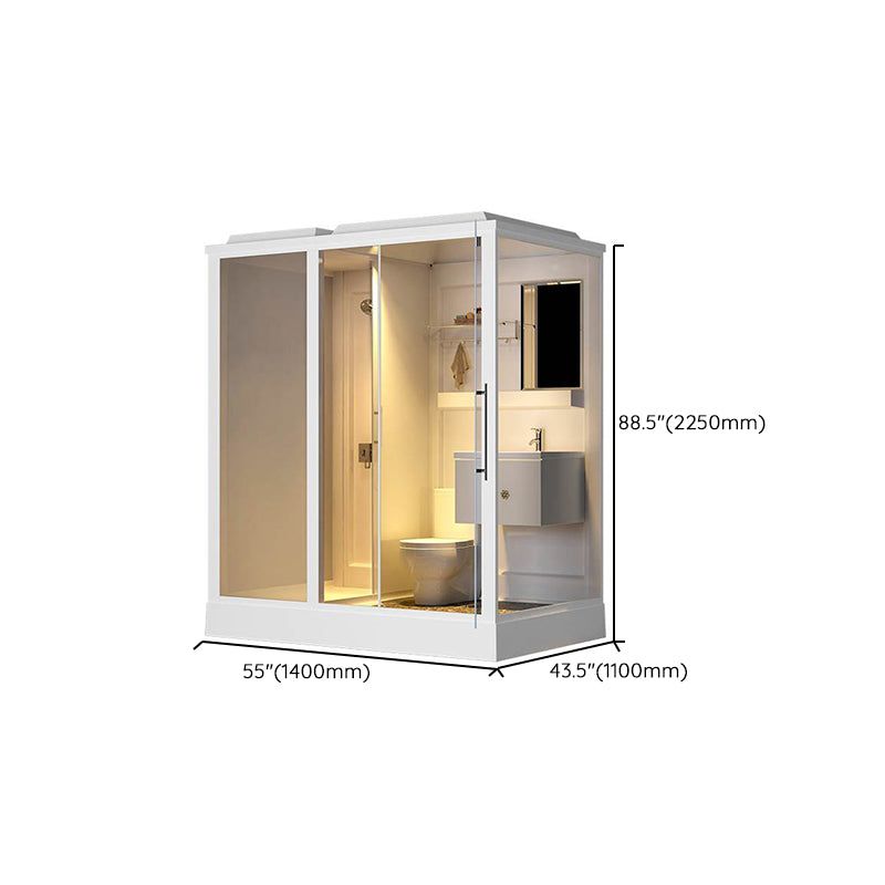 White Shower Stall Framed Single Sliding Rectangle Shower Kit Clearhalo 'Bathroom Remodel & Bathroom Fixtures' 'Home Improvement' 'home_improvement' 'home_improvement_shower_stalls_enclosures' 'Shower Stalls & Enclosures' 'shower_stalls_enclosures' 'Showers & Bathtubs' 7237456