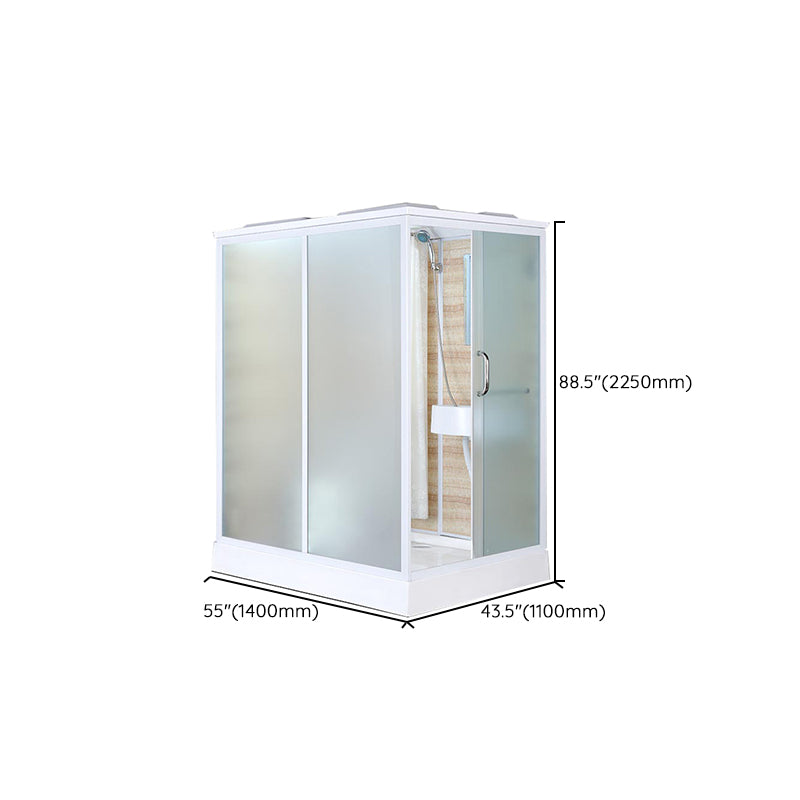 White Shower Stall Framed Single Sliding Rectangle Shower Kit Clearhalo 'Bathroom Remodel & Bathroom Fixtures' 'Home Improvement' 'home_improvement' 'home_improvement_shower_stalls_enclosures' 'Shower Stalls & Enclosures' 'shower_stalls_enclosures' 'Showers & Bathtubs' 7237459