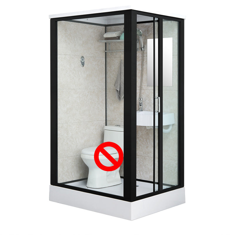 Rectangle Shower Stall Black Sliding Shower Stall with White Base 47"L x 39"W x 85"H Toilet Not Included Sided Opening Clearhalo 'Bathroom Remodel & Bathroom Fixtures' 'Home Improvement' 'home_improvement' 'home_improvement_shower_stalls_enclosures' 'Shower Stalls & Enclosures' 'shower_stalls_enclosures' 'Showers & Bathtubs' 7237901