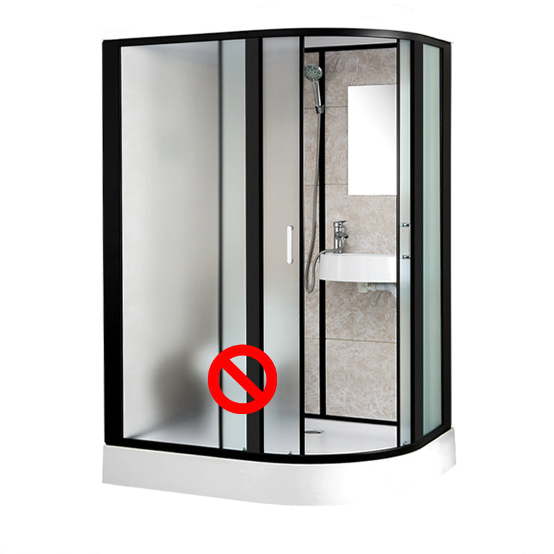 Rectangle Shower Stall Black Sliding Shower Stall with White Base 55"L x 43"W x 85"H Toilet Not Included Left Clearhalo 'Bathroom Remodel & Bathroom Fixtures' 'Home Improvement' 'home_improvement' 'home_improvement_shower_stalls_enclosures' 'Shower Stalls & Enclosures' 'shower_stalls_enclosures' 'Showers & Bathtubs' 7237902