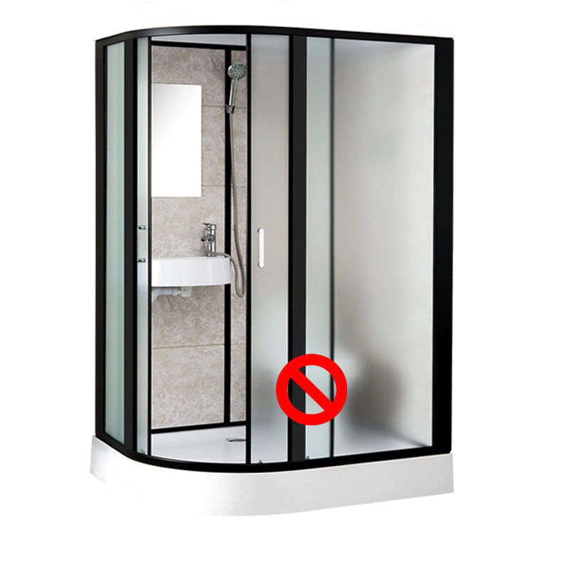 Rectangle Shower Stall Black Sliding Shower Stall with White Base 55"L x 43"W x 85"H Toilet Not Included Right Clearhalo 'Bathroom Remodel & Bathroom Fixtures' 'Home Improvement' 'home_improvement' 'home_improvement_shower_stalls_enclosures' 'Shower Stalls & Enclosures' 'shower_stalls_enclosures' 'Showers & Bathtubs' 7237903