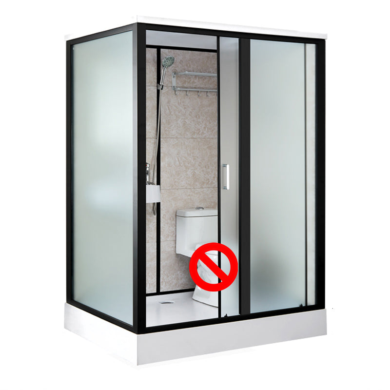 Rectangle Shower Stall Black Sliding Shower Stall with White Base 55"L x 43"W x 85"H Toilet Not Included Front Opening Clearhalo 'Bathroom Remodel & Bathroom Fixtures' 'Home Improvement' 'home_improvement' 'home_improvement_shower_stalls_enclosures' 'Shower Stalls & Enclosures' 'shower_stalls_enclosures' 'Showers & Bathtubs' 7237904