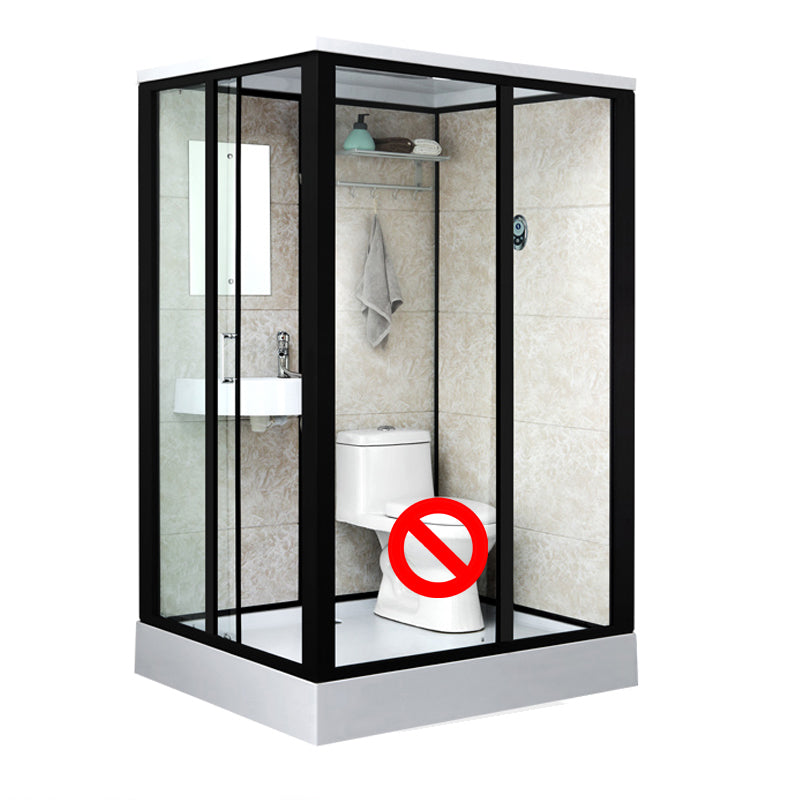 Rectangle Shower Stall Black Sliding Shower Stall with White Base 55"L x 43"W x 85"H Toilet Not Included Sided Opening Clearhalo 'Bathroom Remodel & Bathroom Fixtures' 'Home Improvement' 'home_improvement' 'home_improvement_shower_stalls_enclosures' 'Shower Stalls & Enclosures' 'shower_stalls_enclosures' 'Showers & Bathtubs' 7237905