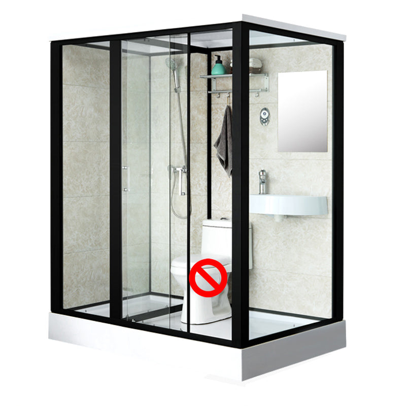 Rectangle Shower Stall Black Sliding Shower Stall with White Base 75"L x 47"W x 85"H Toilet Not Included Left Clearhalo 'Bathroom Remodel & Bathroom Fixtures' 'Home Improvement' 'home_improvement' 'home_improvement_shower_stalls_enclosures' 'Shower Stalls & Enclosures' 'shower_stalls_enclosures' 'Showers & Bathtubs' 7237906