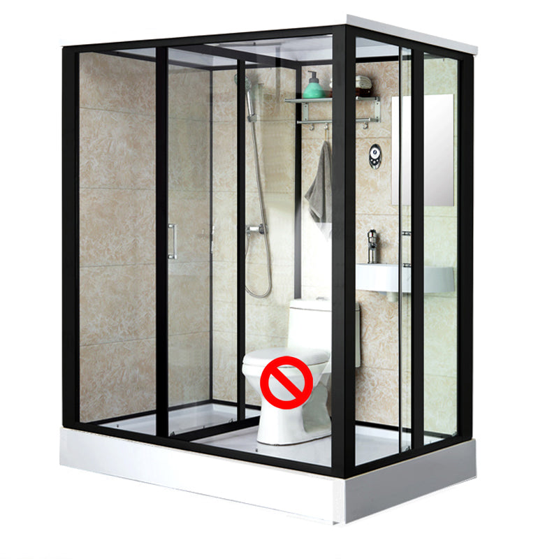 Rectangle Shower Stall Black Sliding Shower Stall with White Base 75"L x 47"W x 85"H Toilet Not Included Right Clearhalo 'Bathroom Remodel & Bathroom Fixtures' 'Home Improvement' 'home_improvement' 'home_improvement_shower_stalls_enclosures' 'Shower Stalls & Enclosures' 'shower_stalls_enclosures' 'Showers & Bathtubs' 7237907