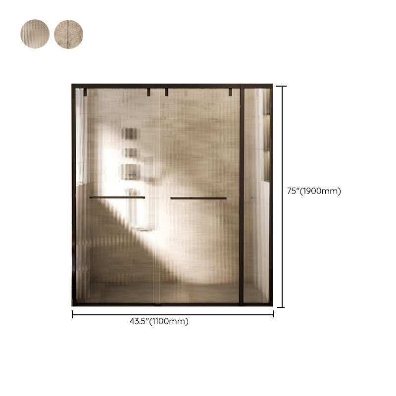 Double Sliding Shower Doors Black Tempered Glass Shower Bath Door Clearhalo 'Bathroom Remodel & Bathroom Fixtures' 'Home Improvement' 'home_improvement' 'home_improvement_shower_tub_doors' 'Shower and Tub Doors' 'shower_tub_doors' 'Showers & Bathtubs' 7237918