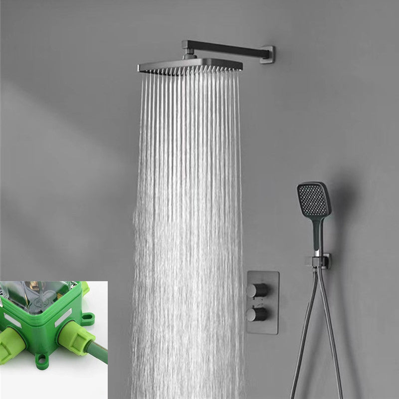 Modern Shower Head Combo Brass Temperature Control Wall Mounted Shower Combo Clearhalo 'Bathroom Remodel & Bathroom Fixtures' 'Home Improvement' 'home_improvement' 'home_improvement_shower_faucets' 'Shower Faucets & Systems' 'shower_faucets' 'Showers & Bathtubs Plumbing' 'Showers & Bathtubs' 7238312