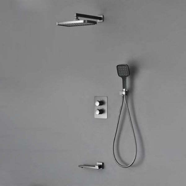 Modern Shower Head Combo Brass Temperature Control Wall Mounted Shower Combo 3 Thermostatic Clearhalo 'Bathroom Remodel & Bathroom Fixtures' 'Home Improvement' 'home_improvement' 'home_improvement_shower_faucets' 'Shower Faucets & Systems' 'shower_faucets' 'Showers & Bathtubs Plumbing' 'Showers & Bathtubs' 7238313