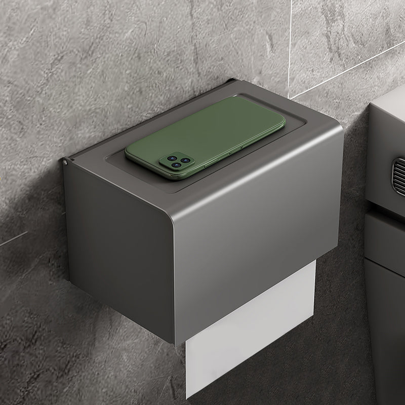 Modern Grey Bath Hardware Set Bath Shelf Towel Bar Bathroom Accessory Kit Toilet Paper Holder Clearhalo 'Bathroom Hardware Sets' 'Bathroom Hardware' 'Bathroom Remodel & Bathroom Fixtures' 'bathroom_hardware_sets' 'Home Improvement' 'home_improvement' 'home_improvement_bathroom_hardware_sets' 7238470